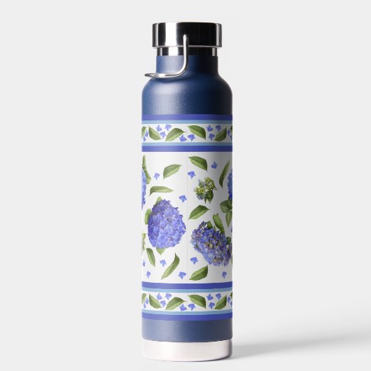 Blue Hydrangea Blume Botanisches Design Trinkflasche (Rechts)