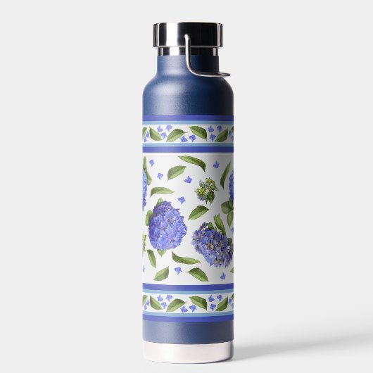 Blue Hydrangea Blume Botanisches Design Trinkflasche (Links)