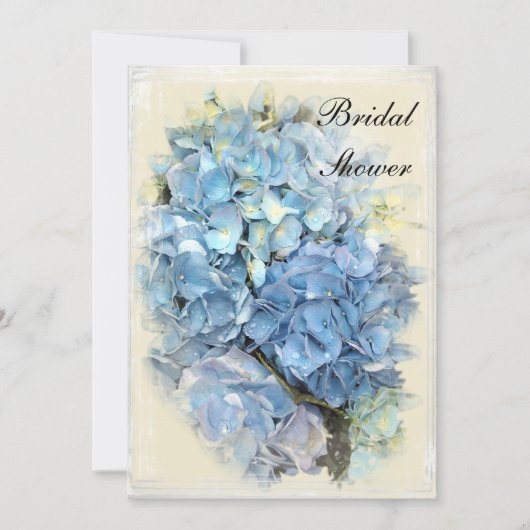 Blue Hydrangea Blume Brautparty Einladung (Vorderseite)