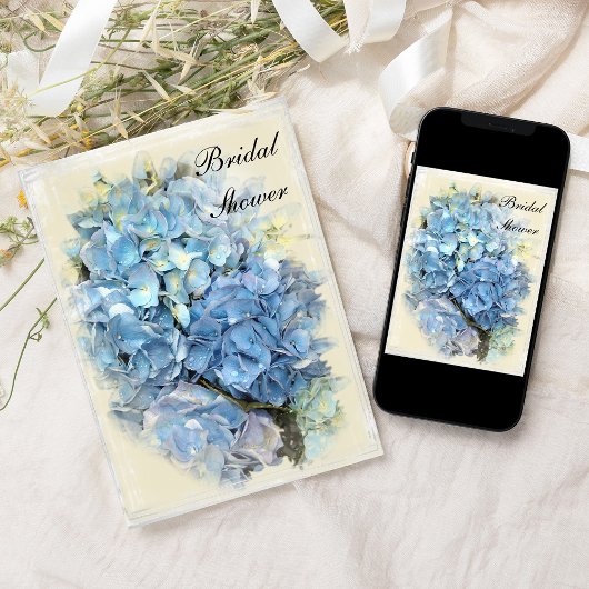 Blue Hydrangea Blume Brautparty Einladung