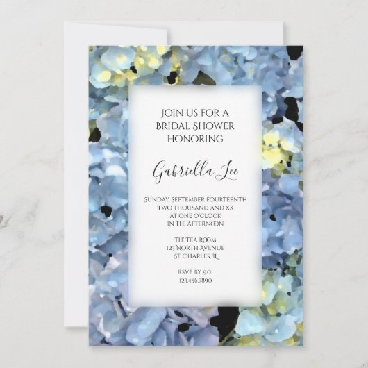 Blue Hydrangea Blume Brautparty Einladung (Vorderseite)