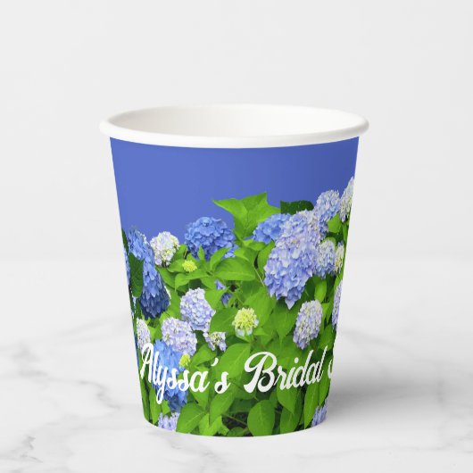 Blue Hydrangea Blume Brautparty Pappbecher (Vorderseite)