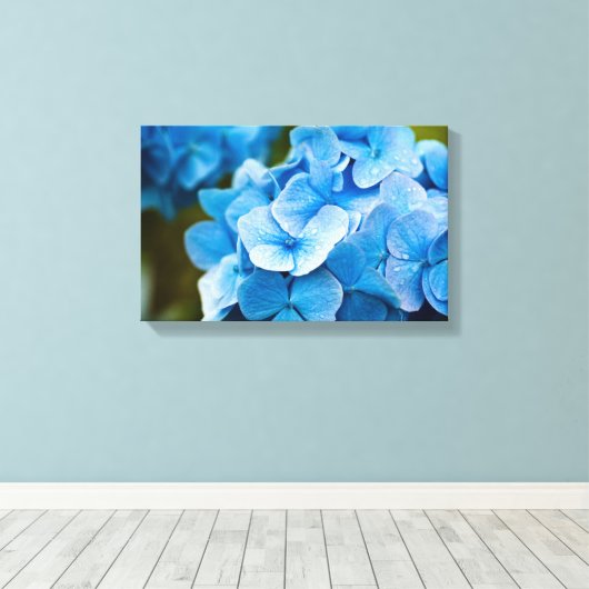 Blue Hydrangea Blume Canvas print Leinwanddruck (Insitu (Holzboden))