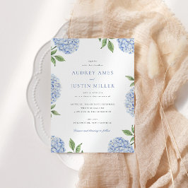 Blue Hydrangea Blume Classic Wedding Einladung