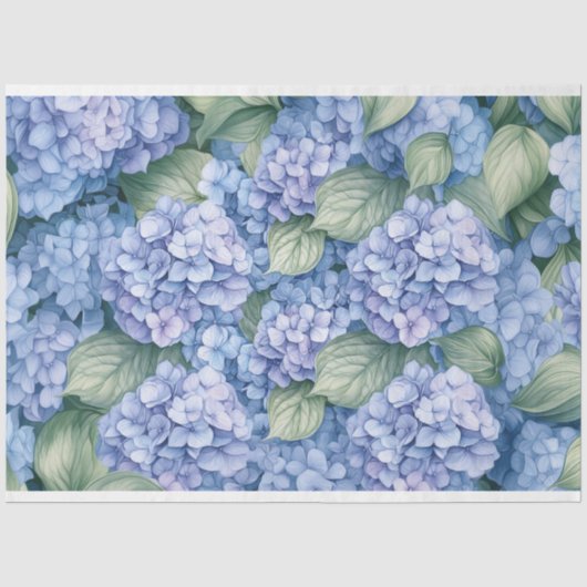 Blue Hydrangea-Blume Cotattcore-Dekoupage Seidenpapier (Vorderseite)