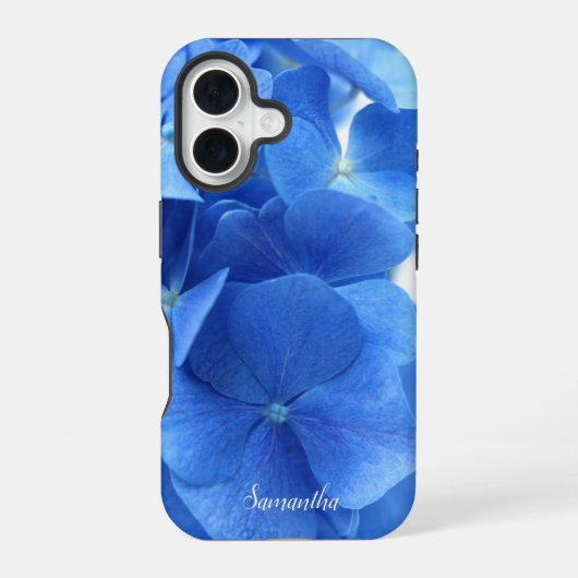 Blue Hydrangea Blume Custom iPhone 16 Hülle (Rückseite)