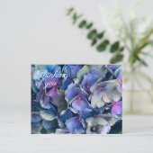 Blue Hydrangea Blume Denken Sie an Sie Postkarte (Stehend Vorderseite)