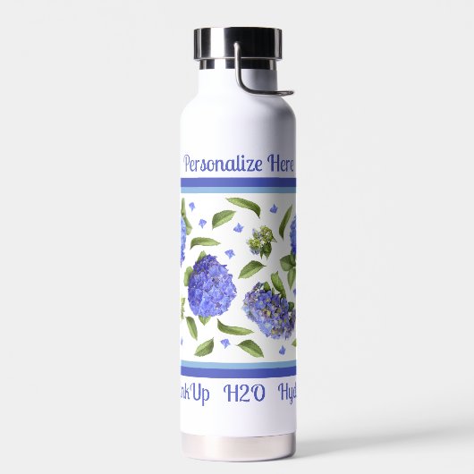 Blue Hydrangea Blume Design Personalisiert Trinkflasche (Links)