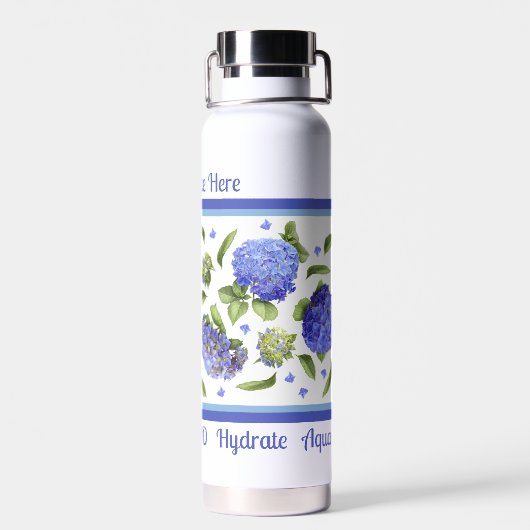 Blue Hydrangea Blume Design Personalisiert Trinkflasche (Rückseite)