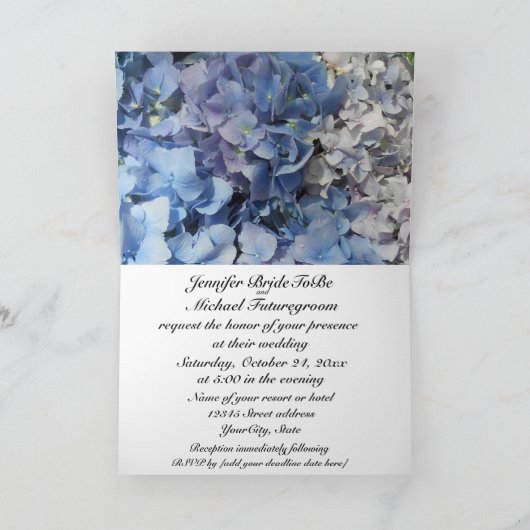 Blue Hydrangea Blume Einladung Hochzeit (Innenseite)
