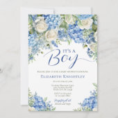 Blue Hydrangea Blume Es ist eine Baby-Dusche Einladung (Vorderseite)