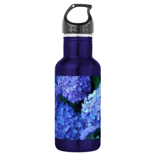 Blue Hydrangea Blume Floral Edelstahlflasche (Vorderseite)