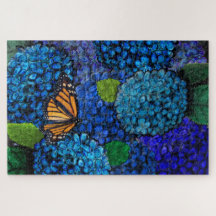 Blue Hydrangea Blume Floral Jigsaw Puzzle