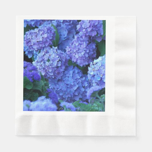 Blue Hydrangea Blume Floral Serviette (Vorderseite)