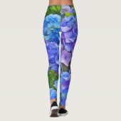 Blue Hydrangea Blume Floralkunst Leggings (Rückseite)