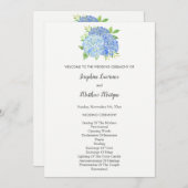 Blue Hydrangea Blume Foliage Wedding Programm (Vorne/Hinten)