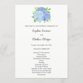 Blue Hydrangea Blume Foliage Wedding Programm