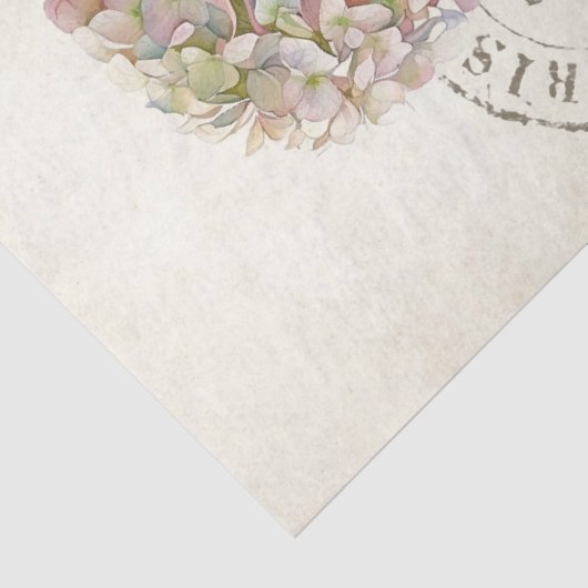 Blue Hydrangea Blume Französisch Postmark Decoupag Seidenpapier (Detail)