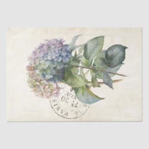 Blue Hydrangea Blume Französisch Postmark Decoupag Seidenpapier