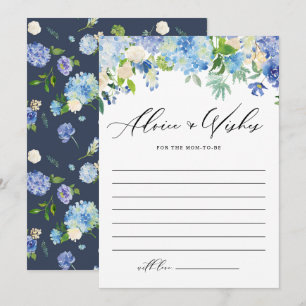 Blue Hydrangea Blume für Mama Babydusche Hinweiskarte