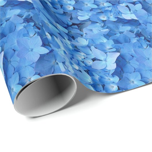 Blue Hydrangea Blume Gemustert Geschenkpapier (Rolleneckpunkt)