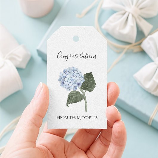 Blue Hydrangea-Blume Geschenkanhänger