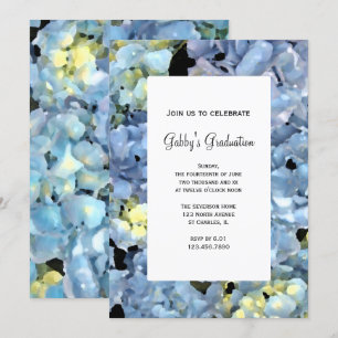 Blue Hydrangea Blume Graduation Party Einladung