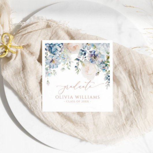 Blue Hydrangea Blume Graduation Party Napkins Serviette