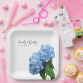 Blue Hydrangea Blume Hochzeit Personalisiert Pappteller (Party)