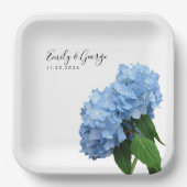 Blue Hydrangea Blume Hochzeit Personalisiert Pappteller (Vorderseite)