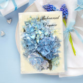 Blue Hydrangea Blume Hochzeit Probe Dinner Einladung