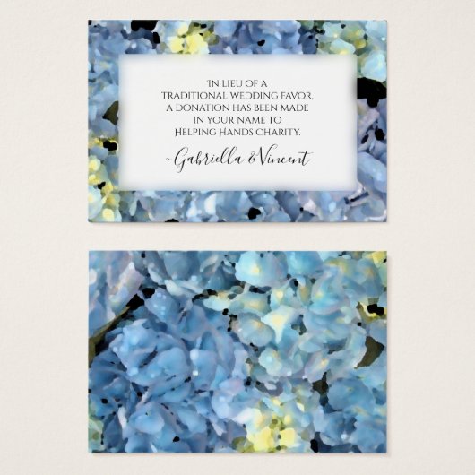 Blue Hydrangea Blume Hochzeitskarte Wohltätigkeit (Vorne & Hinten)