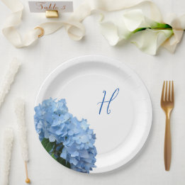 Blue Hydrangea Blume Holz Hintergrund Pappteller
