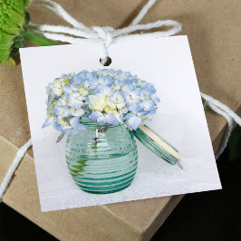 Blue Hydrangea Blume in Jar Wedding Geschenkanhänger