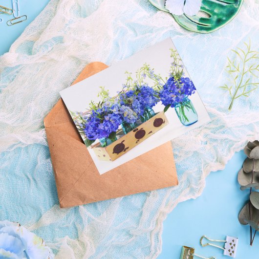 Blue Hydrangea Blume in Vintager Box Postkarte