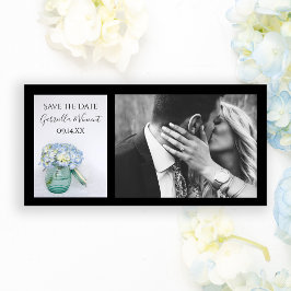 Blue Hydrangea Blume Jar Wedding Save the Date