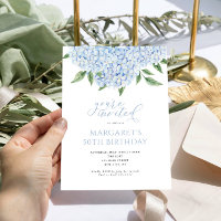 Blue Hydrangea Blume Kalligraphie Geburtstag