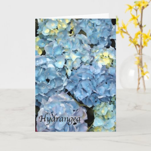 Blue Hydrangea-Blume Karte (Gelbe Blume)