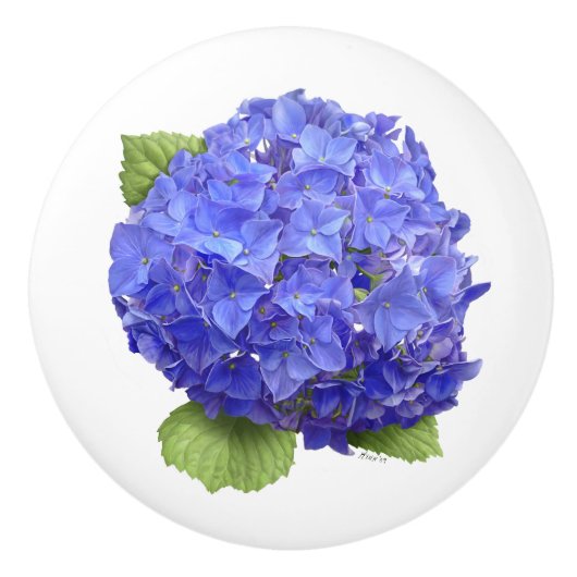 Blue Hydrangea-Blume Keramikknauf (Vorderseite)