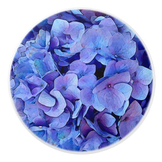 Blue Hydrangea-Blume Keramikknauf (Vorderseite)