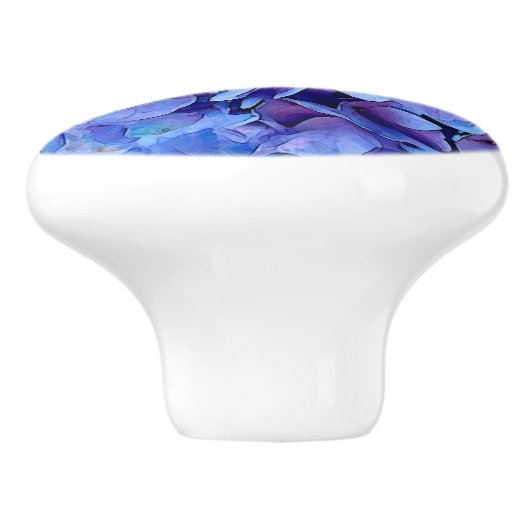 Blue Hydrangea-Blume Keramikknauf (Seitenansicht)