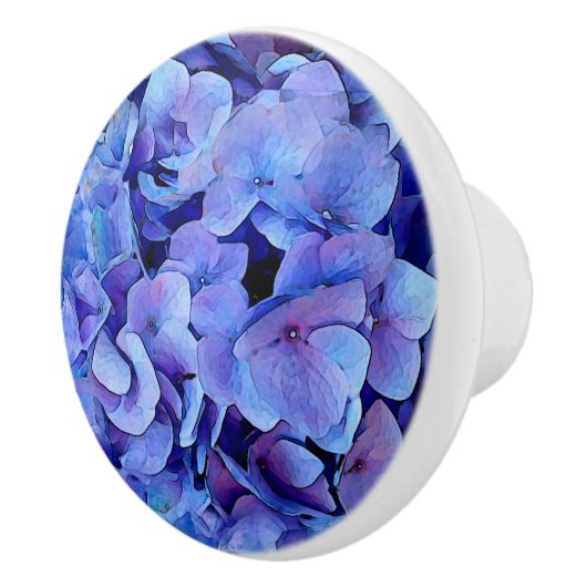 Blue Hydrangea-Blume Keramikknauf (Rechts)