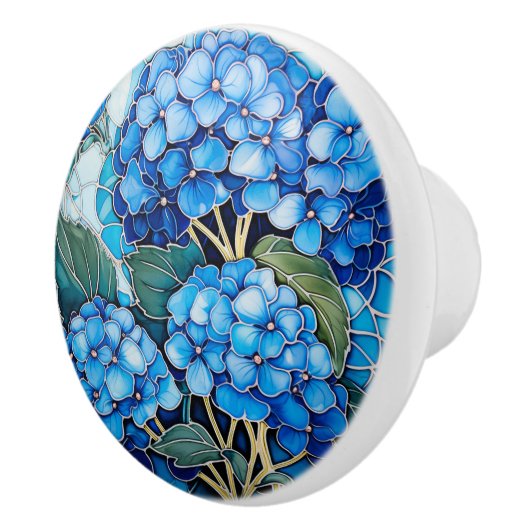 Blue Hydrangea-Blume Keramikknauf (Rechts)