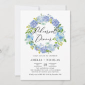 Blue Hydrangea Blume Kleider Probe Abendessen Einladung (Vorderseite)