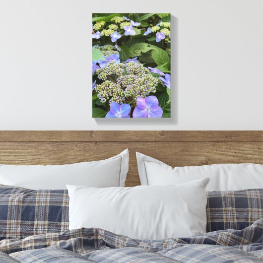 Blue Hydrangea-Blume Leinwanddruck (Insitu (Schlafzimmer))