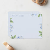 Blue Hydrangea Blume Light Blue Custom Flat Mitteilungskarte (Vorderseite/Rückseite Beispiel)