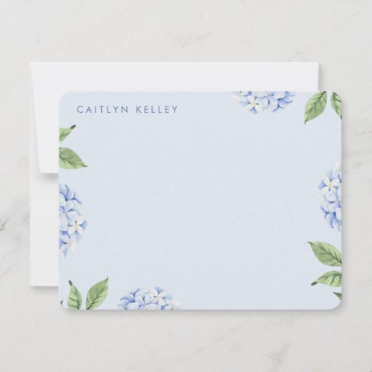 Blue Hydrangea Blume Light Blue Custom Flat Mitteilungskarte (Vorderseite)