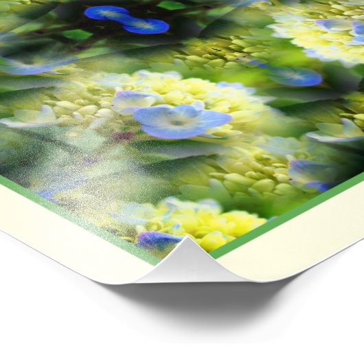 Blue Hydrangea Blume Mirror Abstrakt 8x10 Fotodruck (Ecke)