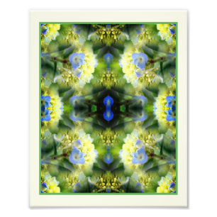 Blue Hydrangea Blume Mirror Abstrakt 8x10 Fotodruck