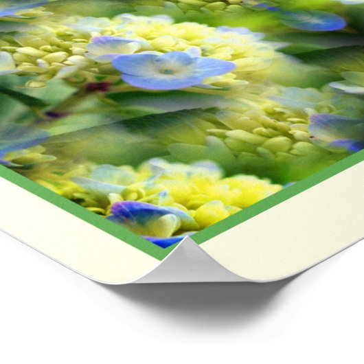 Blue Hydrangea Blume Mirror Abstrakt Poster (Ecke)